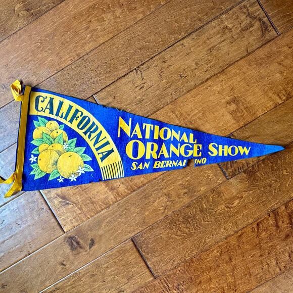 Vtg National Orange Show San Bernardino California Felt Pennant MCM Souvenir 28" - Picture 2 of 6